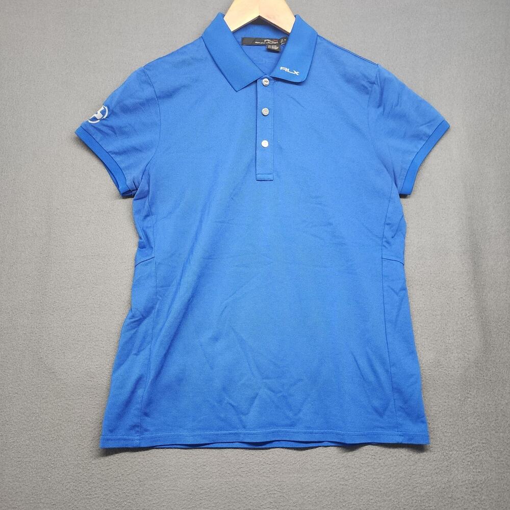 Ralph Lauren RLX Polo Shirt Womens Medium Blue Performance Stretch Golf Athletic